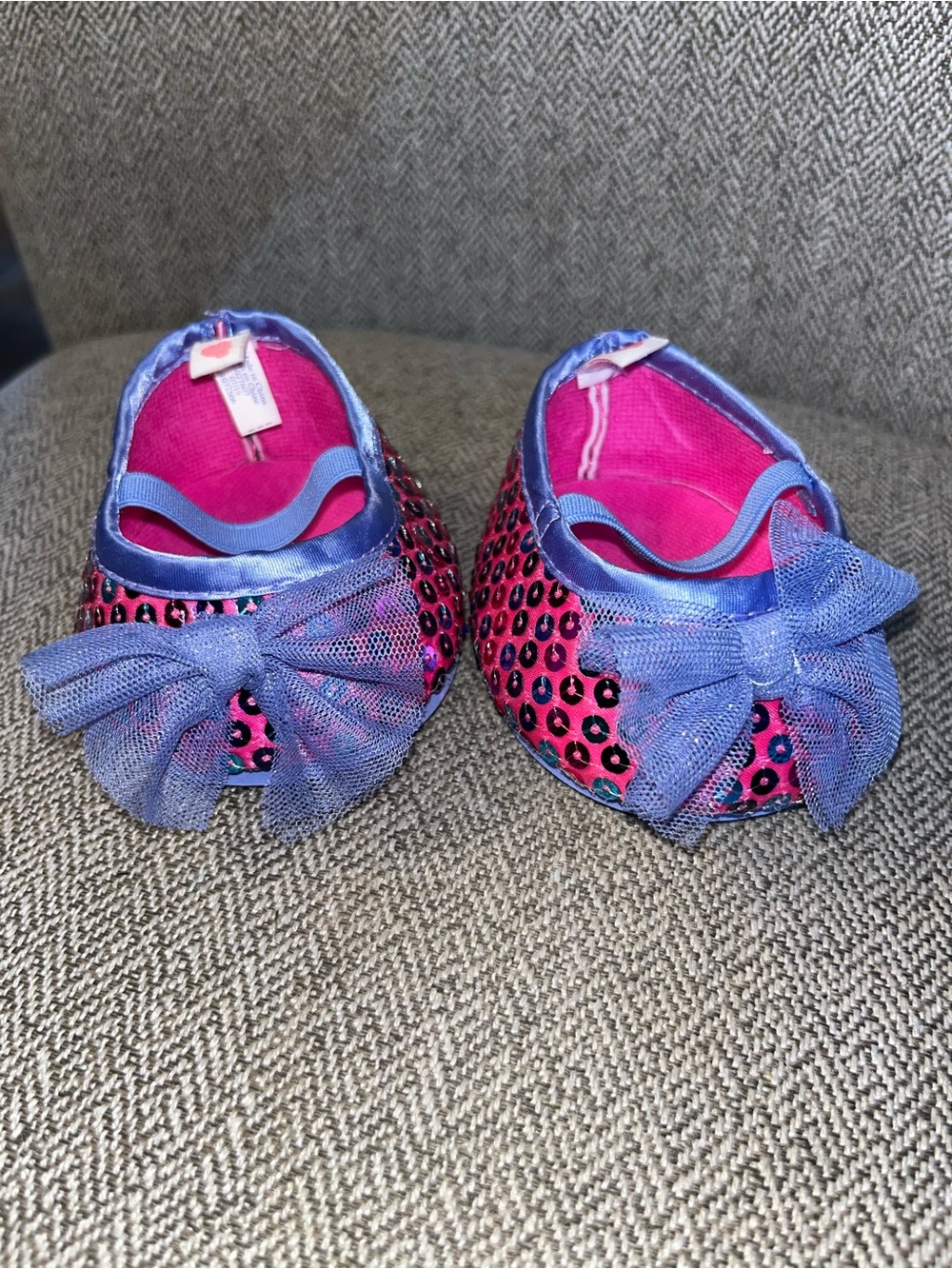 Build a Bear Shoes Sequin Flats Dressy Mary Jane Shoes NWOT Pink Purple Sparkle